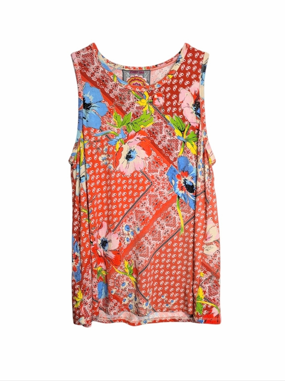 Johnny Was Martha Swing Tank Floral Patchwork Bamboo Blend Sleeveless Small F389 - Picture 5 of 11